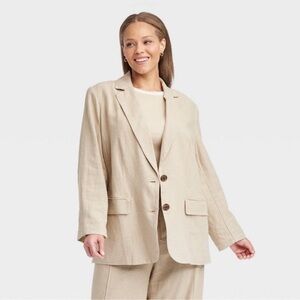 A New Day Women's Linen Spring Blazer - Tan, XL NEW WITH TAGS SHIPS SAME DAY 💕